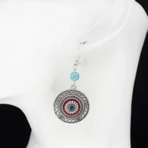 NEW Boutique Silver Drop Western Boho Style Earrings - Picture 11 of 12